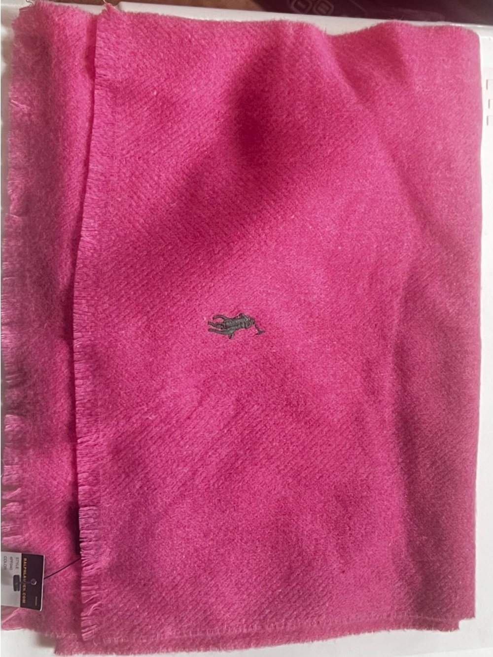 Polo by Ralph Lauren Bright Pink Wool Scarf with Branded Tag